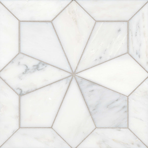 Bedrosians Blomma Honed Marble Mosaic Tile in Bianco | Item Code DECBLOBIA1212MO