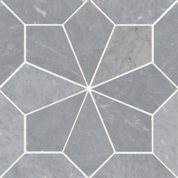 Bedrosians Blomma Honed Marble Mosaic Tile in Grigio | Item Code DECBLOGRI1212MO