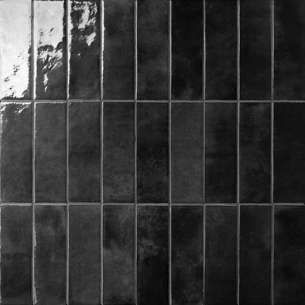Bedrosians Cloé 2.5" x 8" Glossy Ceramic Tile in Black | Item Code DECCLOBLA28G