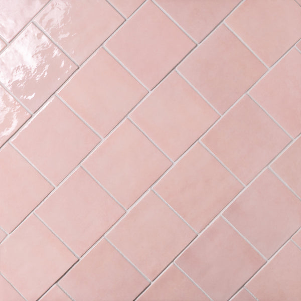 Bedrosians Cloé 5" x 5" Glossy Ceramic Tile in Pink | Item Code DECCLOPIN55G