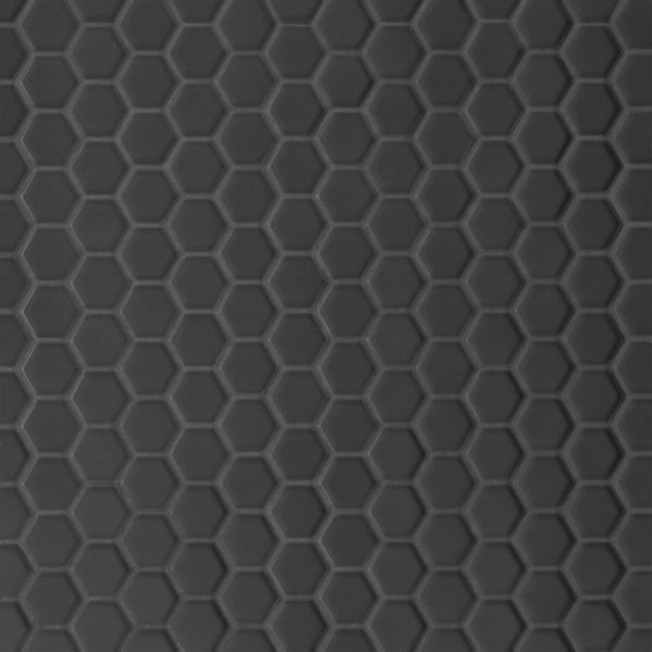 Bedrosians Le Cafe 1" x 1" Hexagon Matte Porcelain Mosaic Tile in Black | Item Code DECLEC11B