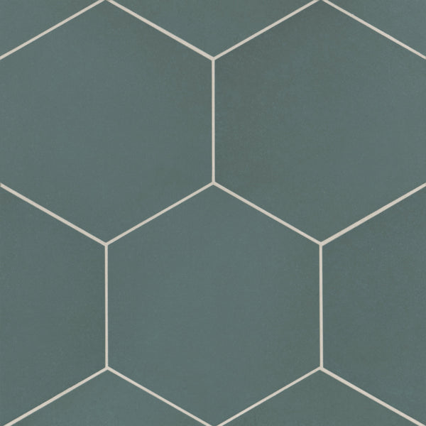 Bedrosians Makoto 10" x 11.5" Hexagon Matte Porcelain Tile in Arashi Blue | Item Code DECMAKARBHEX10M