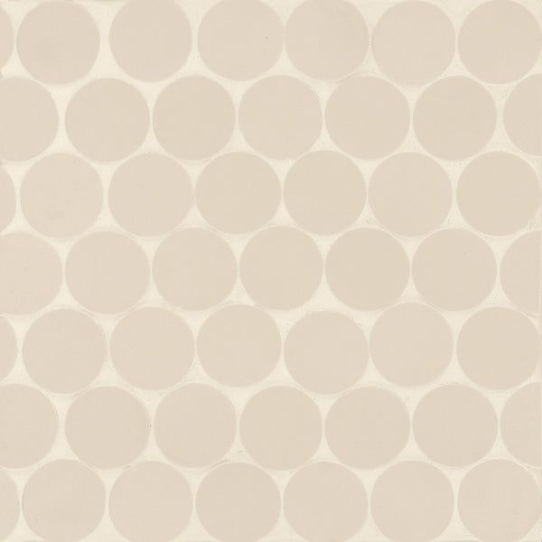 Bedrosians Makoto 2" Round Matte Porcelain Mosaic Tile in Tatami Beige | Item Code DECMAKTAB2RMOM
