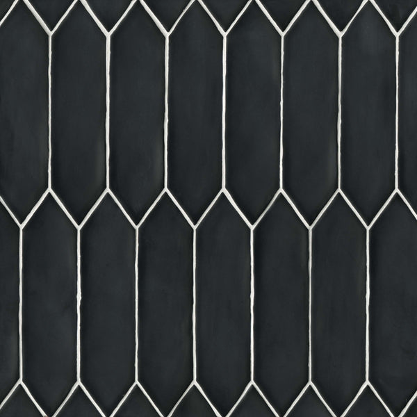 Bedrosians Reine 3" x 12" Picket Pattern Matte Ceramic Wall Tile in Black | Item Code DECREIBLA311PICM