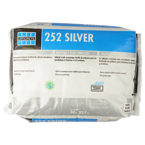 Bedrosians Laticrete 252 Silver Multipurpose Thinset in Grey - 50 lb. Bag | Item Code LAT252AGG50