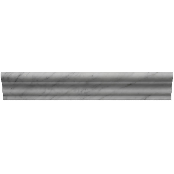 Bedrosians Calacatta 2" x 12" Honed Chair Rail Marble Tile in White | Item Code MRBCALOROCHAIR