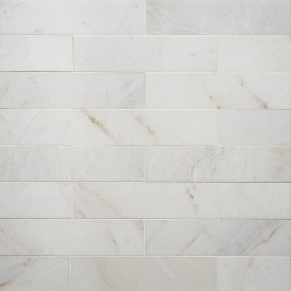 Bedrosians Glorious White Brushed 3" X 12" in White | Item Code MRBGLOWHT0312B