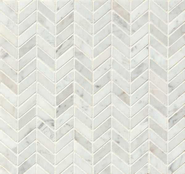 Bedrosians White Carrara Floor & Wall Mosaic | Item Code MRBWHTCARCHE-H