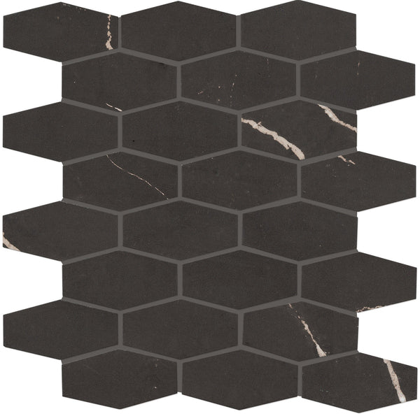 Marazzi Classentino Marble Centurio Black, Linear Hexagon, 2X3, Matte | SKU CT3423HEXMSMT