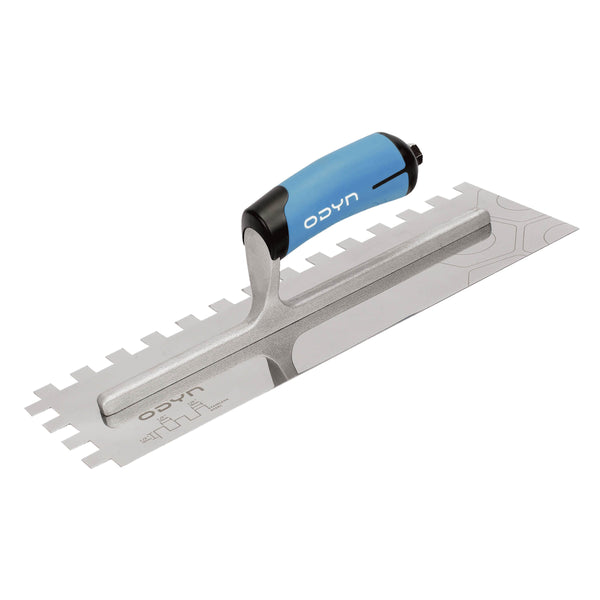 Bedrosians Odyn 14 in. x 1/2 in. x 1/2 in. Square-Notch Stainless Steel Trowel | Item Code ODYTROSSSQ12SH-14