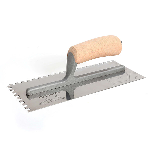 Bedrosians Odyn 11 in. x 1/4 in. x 1/4 in. Square-Notch Stainless Steel Trowel | Item Code ODYTROSSSQ14WH