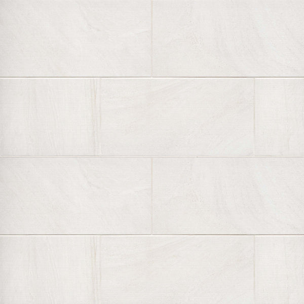 Bedrosians Purestone 12" x 24" Matte Velvet Porcelain Tile in Bianco | Item Code PIEPURBI1224V
