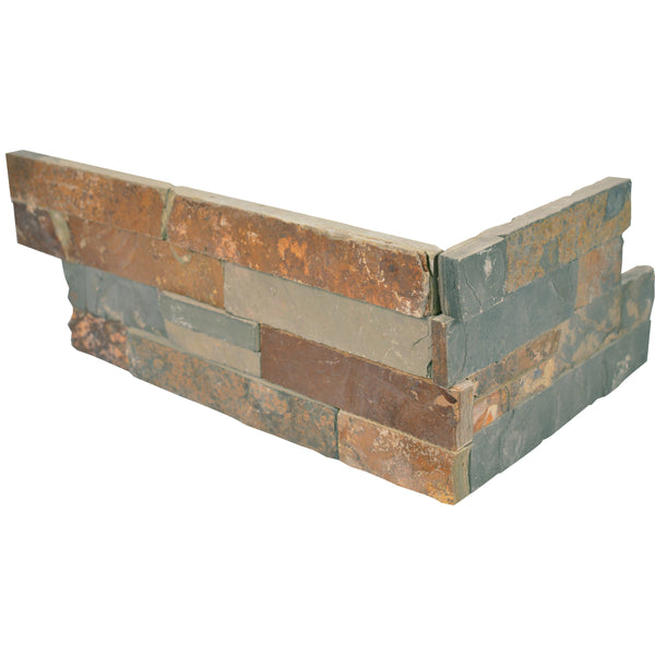Bedrosians Butterscotch 6" x 24" Natural Cleft Slate Ledger Corner | Item Code SLTBUTSCOLEDCNR