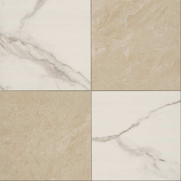 CALACATTA CREMA CHECKERED 24X24 MATT