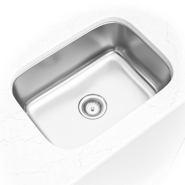 MSI 18-Gauge Stainless Steel Undermount Single Bowl Sink, installed in a room setting