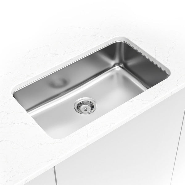 MSI 18-Gauge Stainless Steel Undermount Single Bowl Sink, installed in a room setting