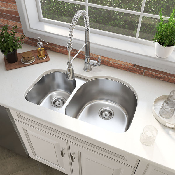MSI 18-Gauge Stainless Steel Undermount Double Bowl Sink 40/60, installed in a room setting