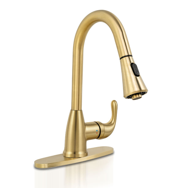MSI 1-Handle Pull-Down Sprayer Kitchen Faucet in Gold (8401-803) | MSI Item FAU-K1HGD8401-803