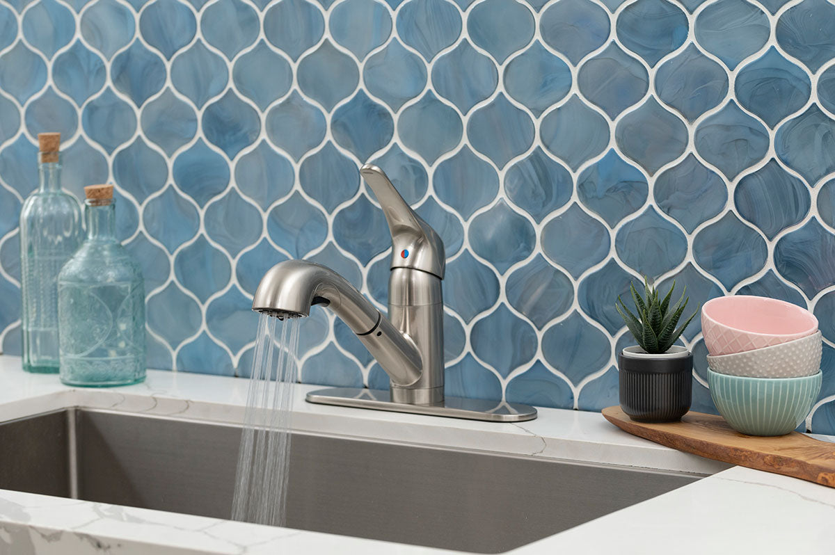 1-Handle Pull-Out Sprayer Kitchen Faucet in Brushed Nickel installed (image: MSI)