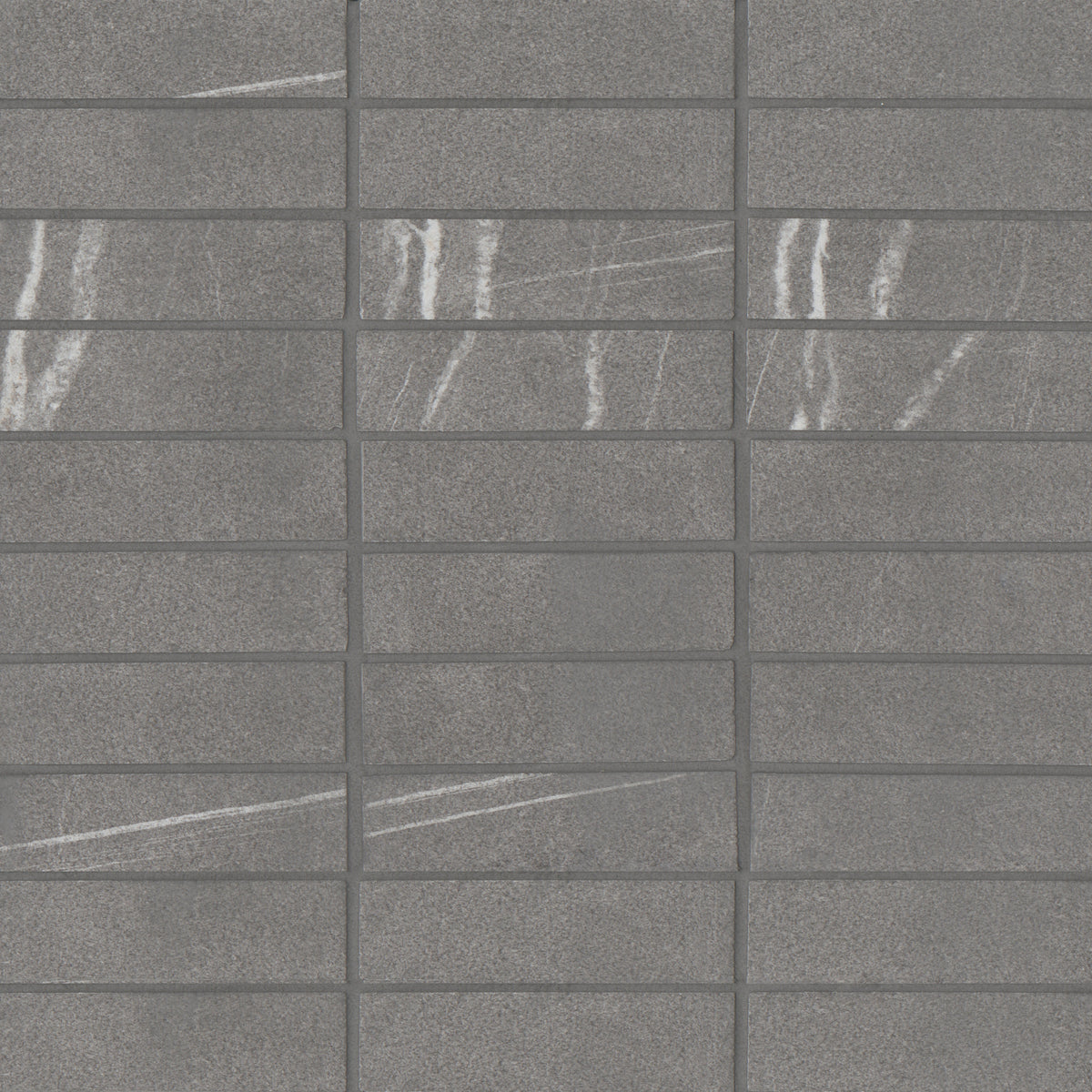 Bedrosians Nomade 1"x4" Matte Porcelain Straight Set Mosaic Tile in Argent | Item Code 100000189