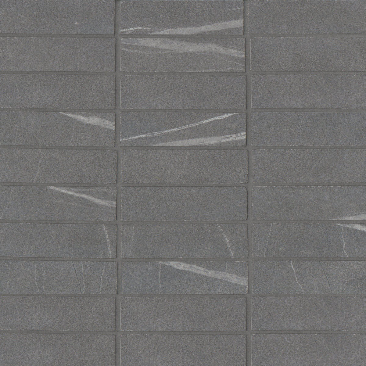 Bedrosians Nomade 1"x4" Matte Porcelain Straight Set Mosaic Tile in Noir | Item Code 100000191