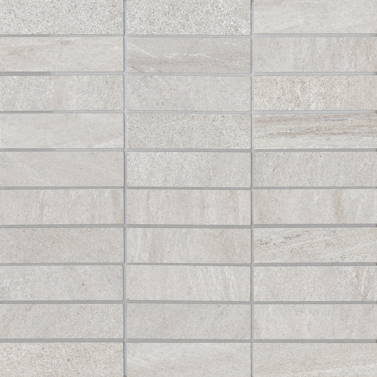 Bedrosians Purestone 1"x4" Glazed Porcelain Mosaic Tile in Grigio | Item Code 100000245