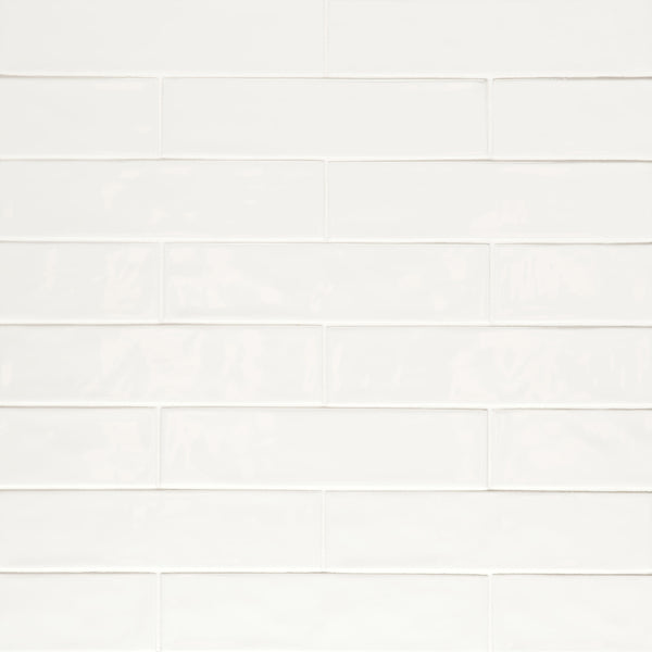 Bedrosians Clara 2.75" x 11" Glossy Porcelain Tile in White | Item Code 100000803