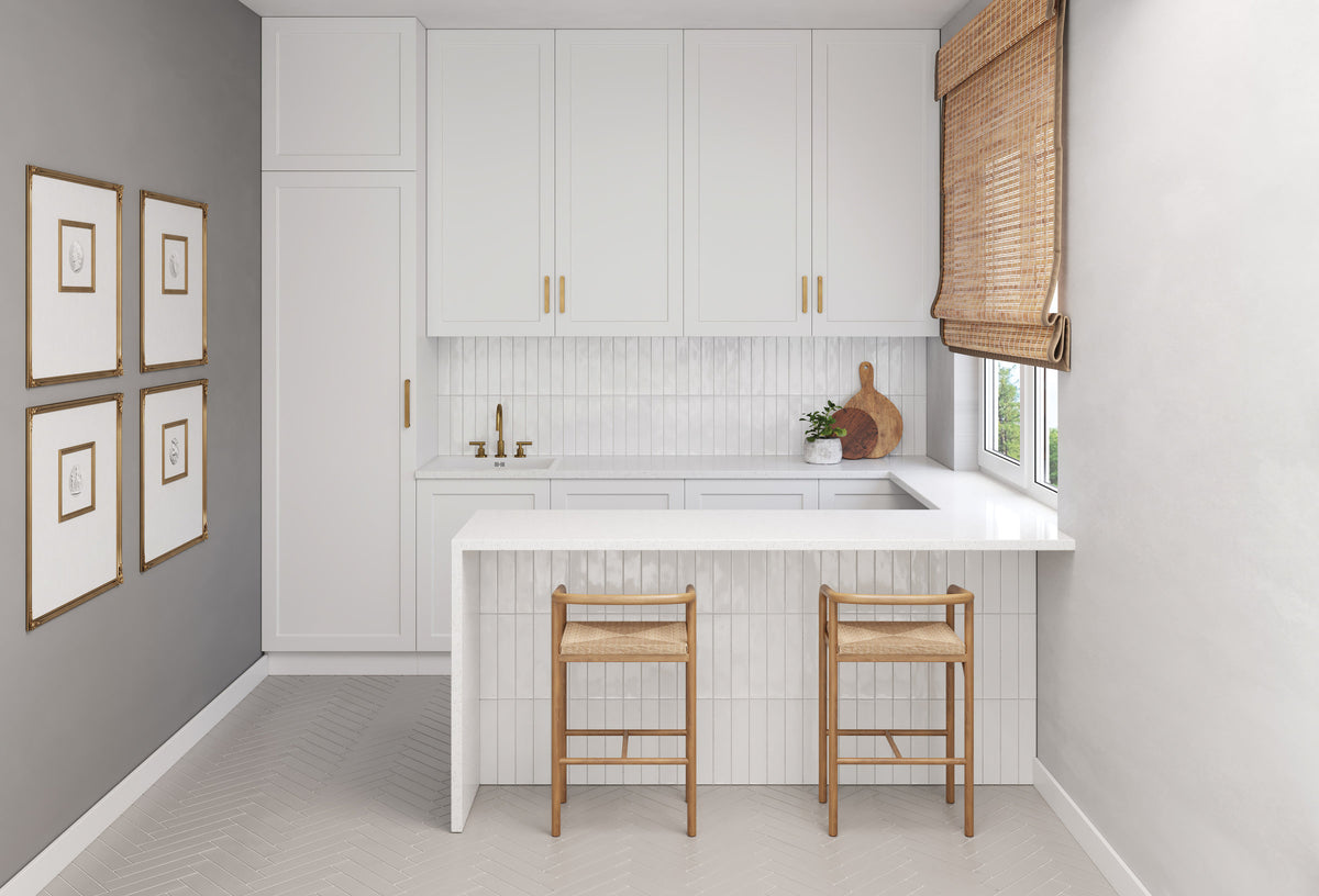 White: Bedrosians Clara 2.75" x 11" Glossy Porcelain Tile in White