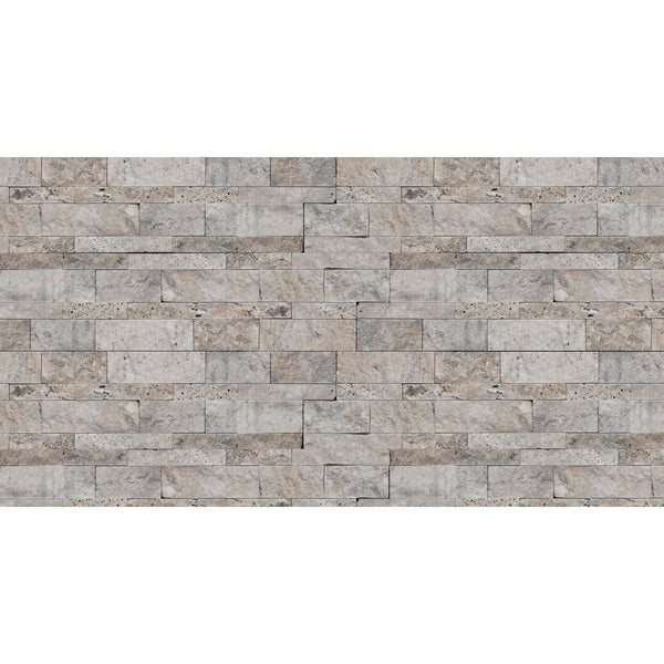 Bedrosians Silver Cream 6" x 24" Split Face Travertine Ledger | Item Code 100000855