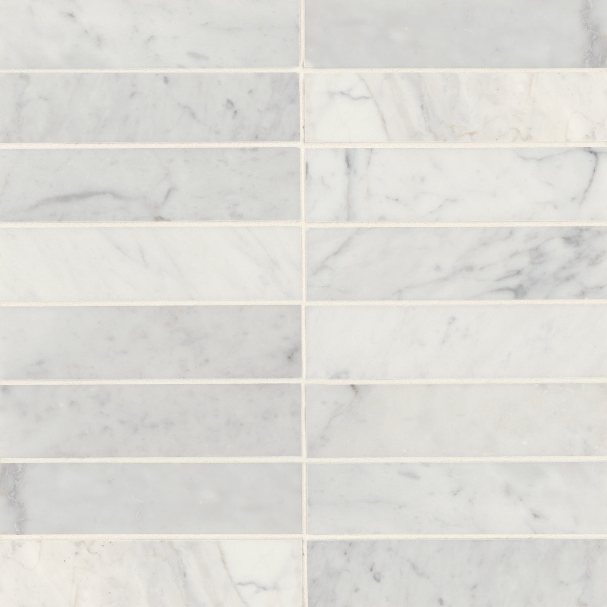 Bedrosians Monet 2" x 8" Honed Marble Decorative Tile in White Carrara | Item Code 100001379