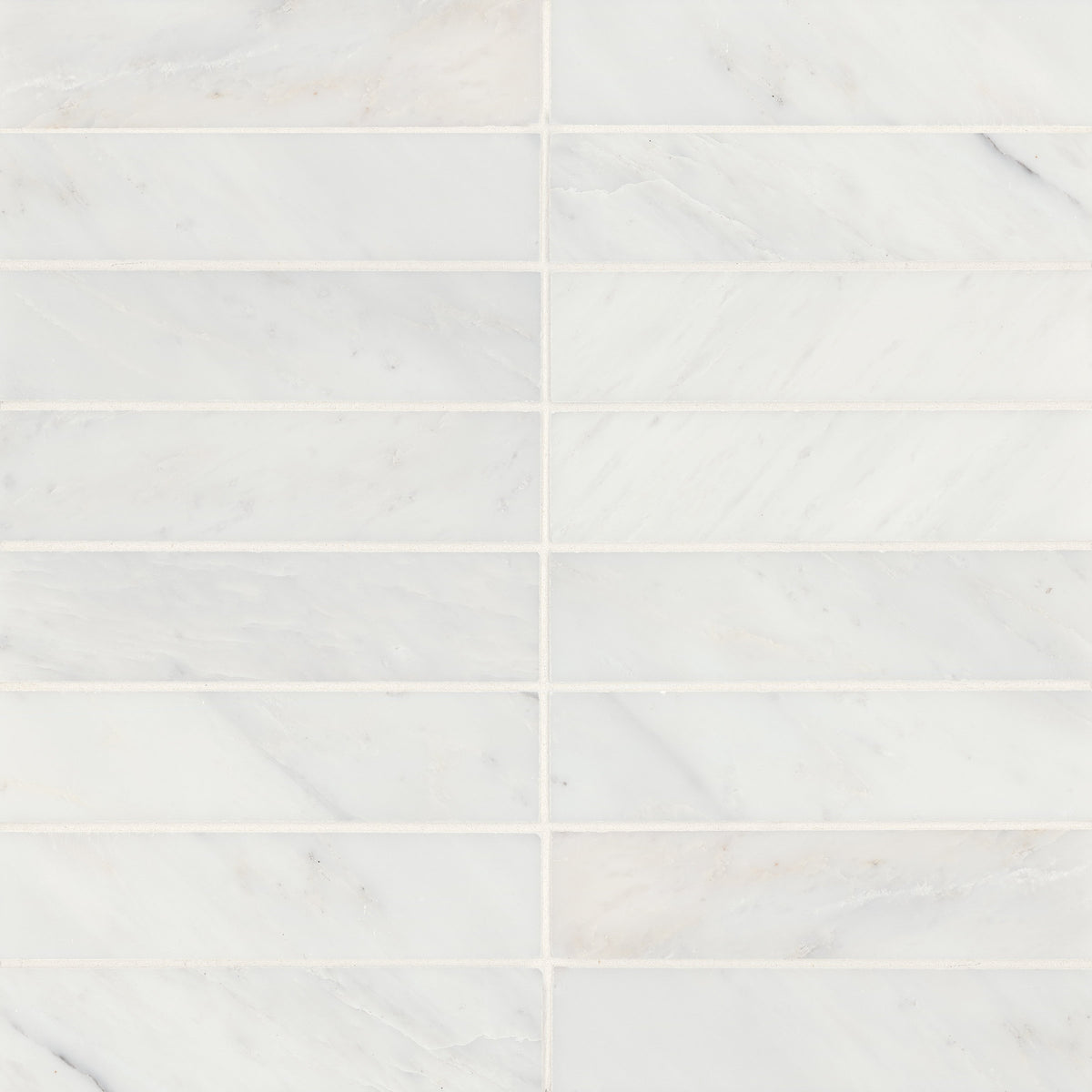 Bedrosians Monet 2" x 8" Honed Marble Decorative Tile in Oriental White | Item Code 100001380
