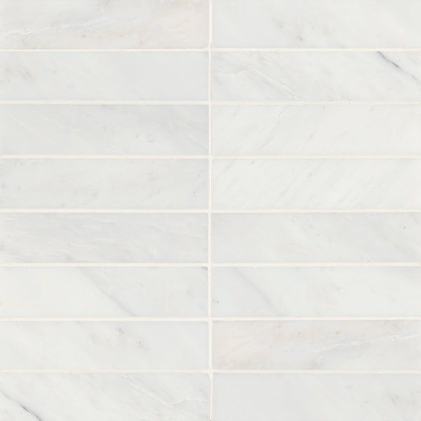 Bedrosians Monet 2" x 8" Honed Marble Decorative Tile in Oriental White | Item Code 100001380