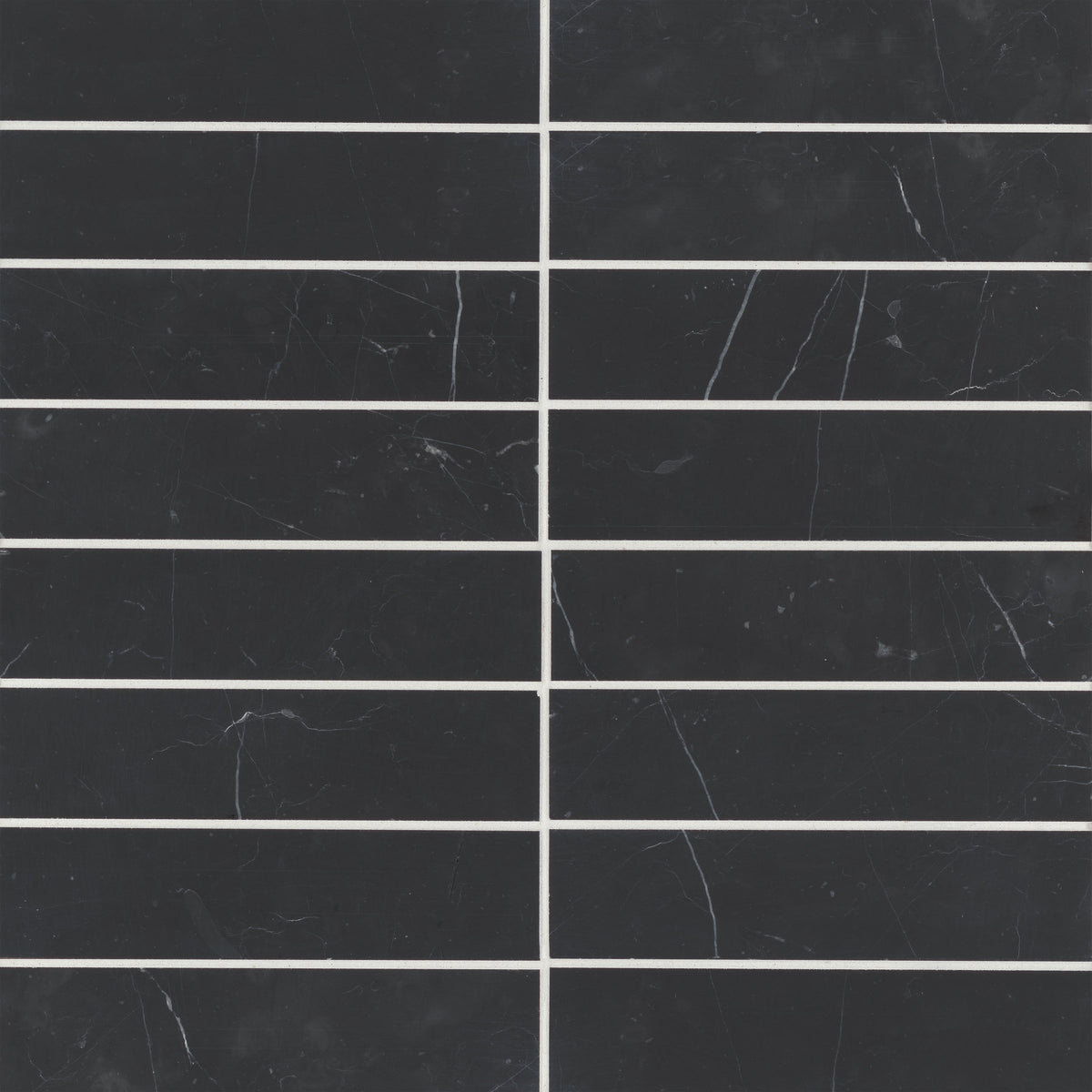 Bedrosians Monet 2" x 8" Honed Marble Decorative Tile in Nero Marquina | Item Code 100001381