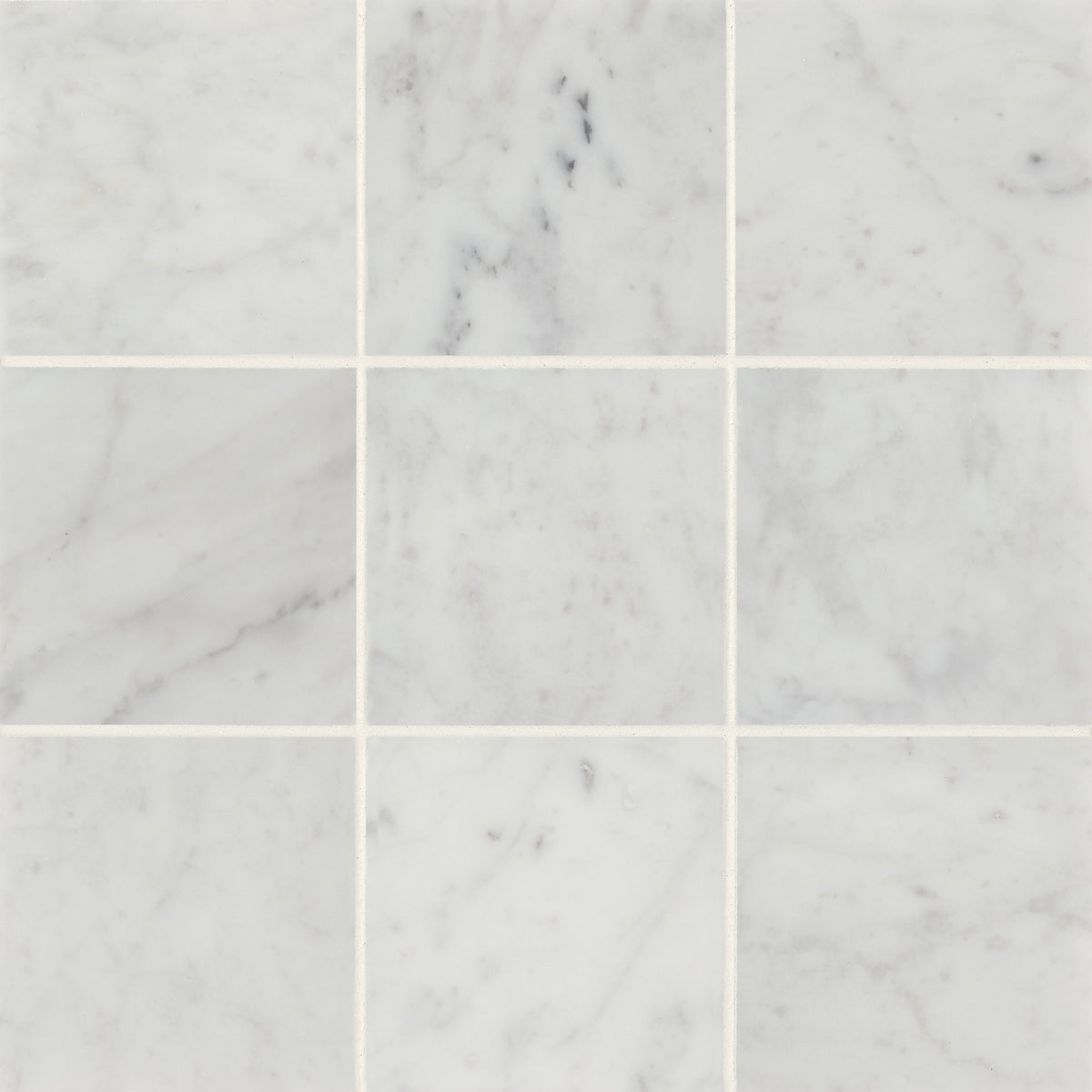 Bedrosians Monet 4" x 4" Honed Marble Decorative Tile in White Carrara | Item Code 100001385