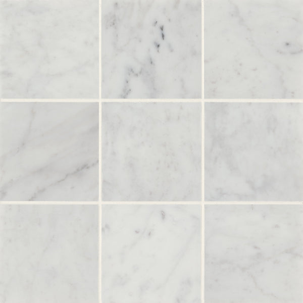 Bedrosians Monet 4" x 4" Honed Marble Decorative Tile in White Carrara | Item Code 100001385