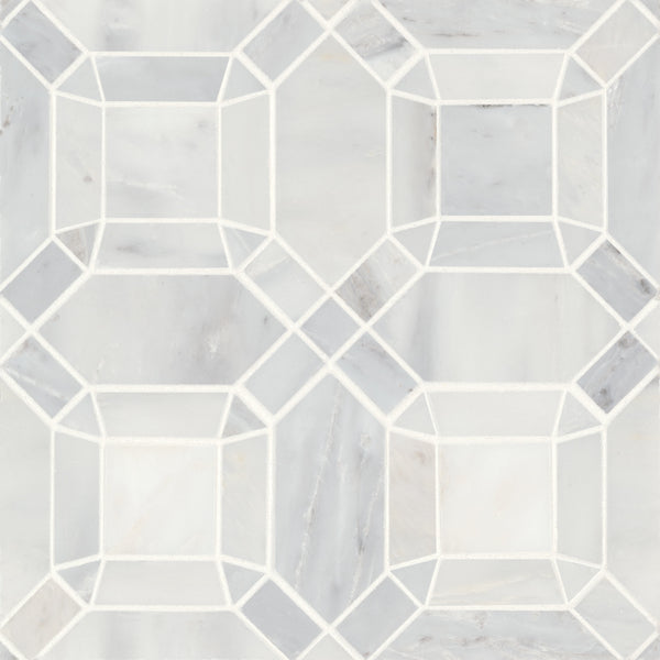 Bedrosians Monet Honed Marble Mosaic 1 Tile in Oriental White | Item Code 100001392