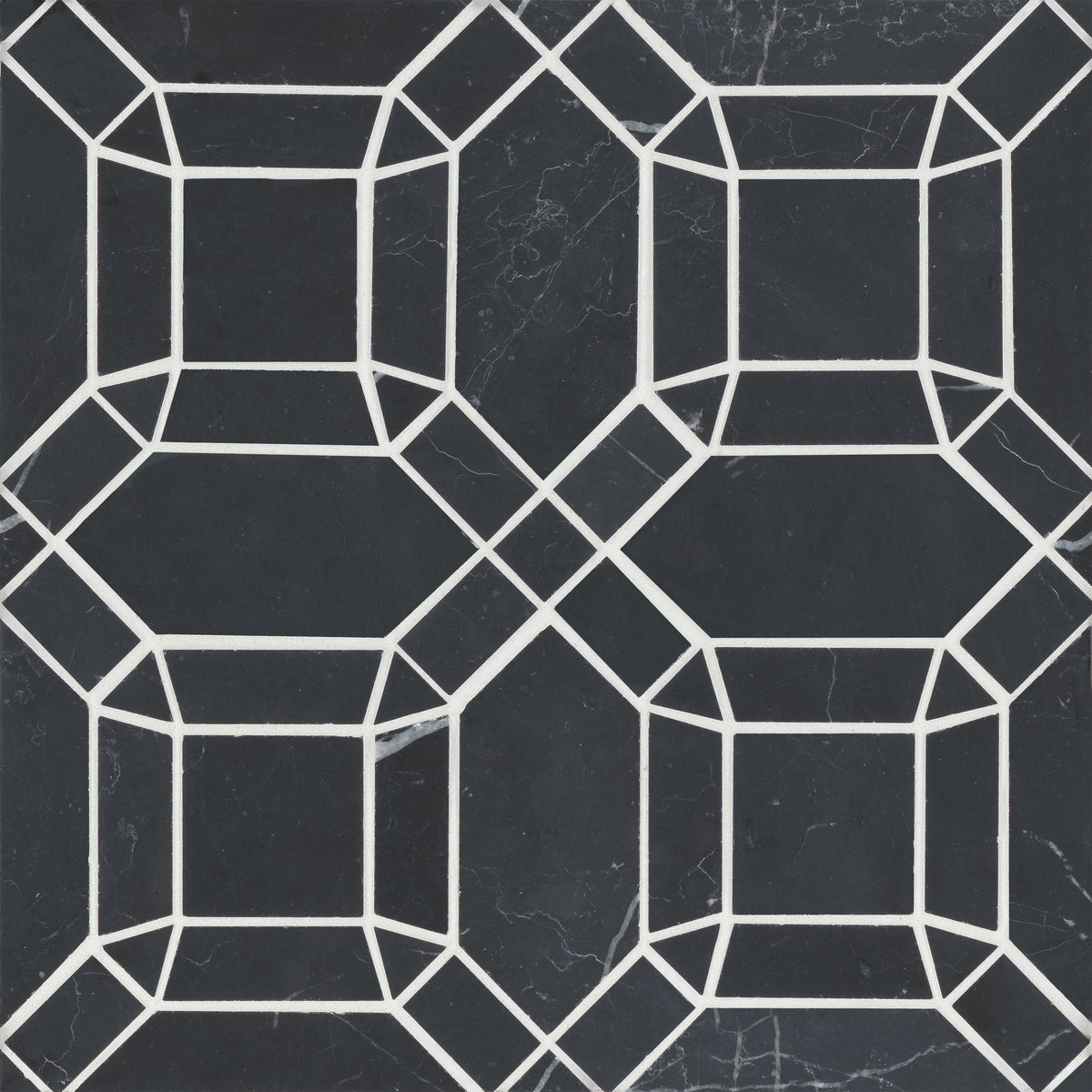 Bedrosians Monet Honed Marble Mosaic 1 Tile in Nero Marquina | Item Code 100001393