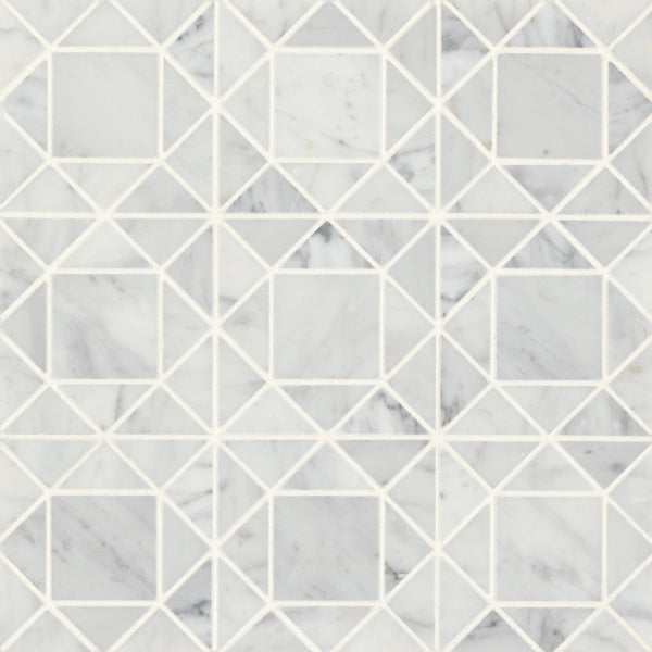 Bedrosians Monet Honed Marble Mosaic 2 Tile in White Carrara | Item Code 100001394