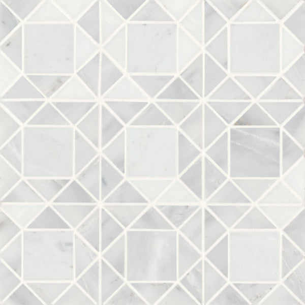 Bedrosians Monet Honed Marble Mosaic 2 Tile in Oriental White | Item Code 100001395