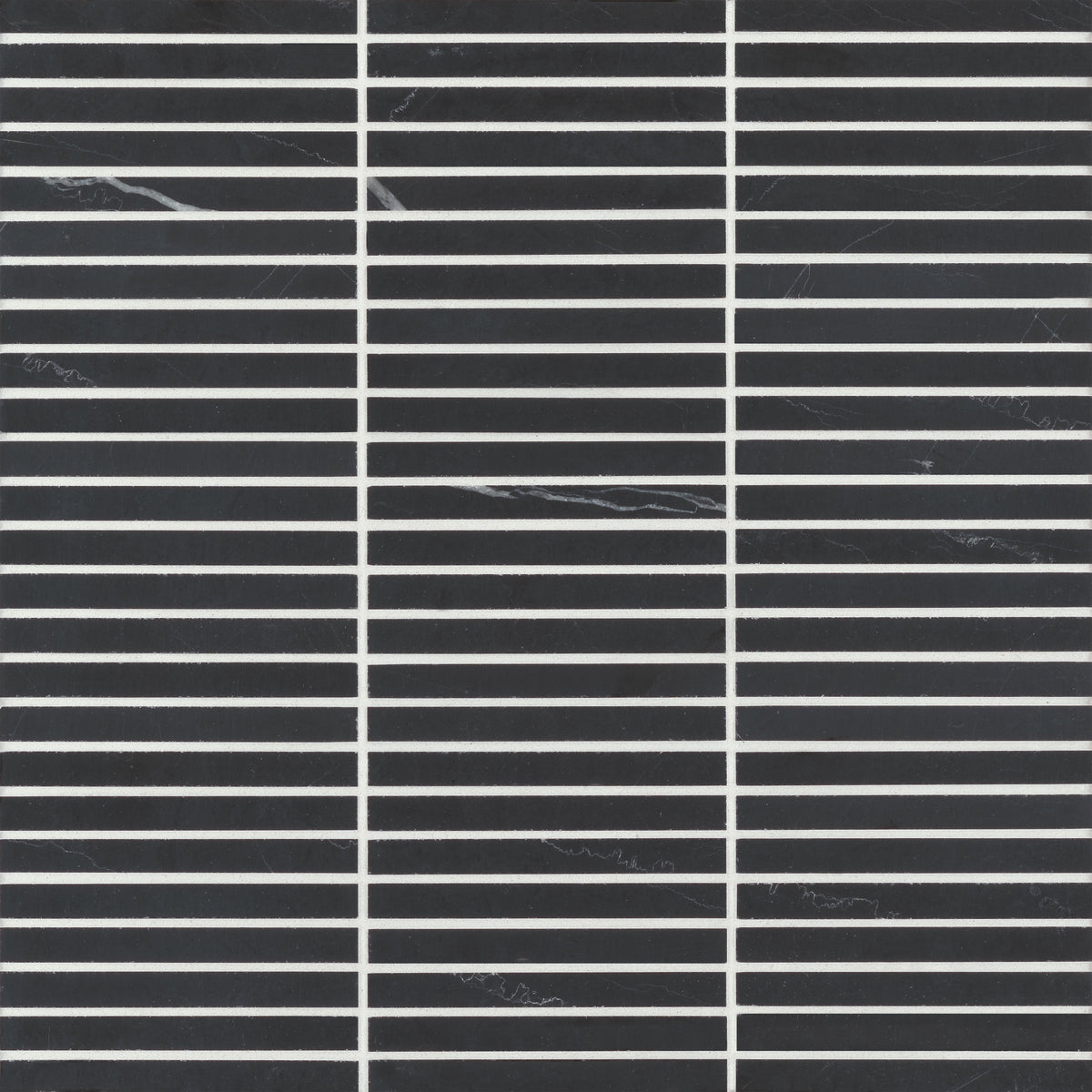 Bedrosians Monet Honed Marble Mosaic 3 Tile in Nero Marquina | Item Code 100001405