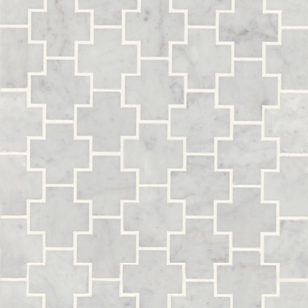 Bedrosians Monet Honed Marble Mosaic 4 Tile in White Carrara | Item Code 100001406