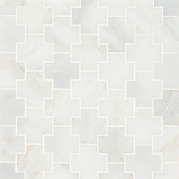 Bedrosians Monet Honed Marble Mosaic 4 Tile in Oriental White | Item Code 100001407