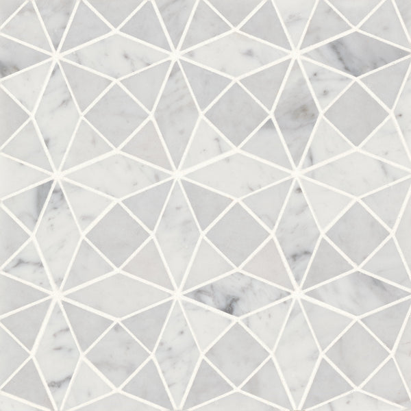 Bedrosians Monet Honed Marble Mosaic 5 Tile in White Carrara | Item Code 100001409