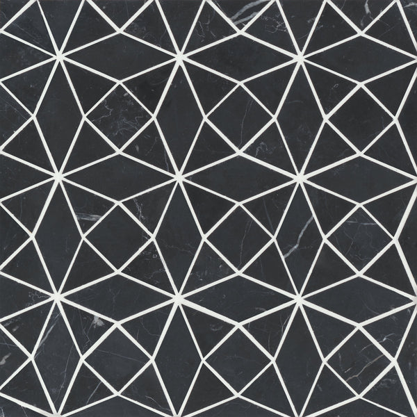 Bedrosians Monet Honed Marble Mosaic 5 Tile in Nero Marquina | Item Code 100001411
