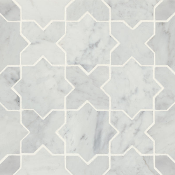 Bedrosians Monet Honed Marble Mosaic 6 Tile in White Carrara | Item Code 100001415