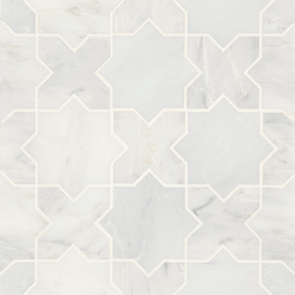 Bedrosians Monet Honed Marble Mosaic 6 Tile in Oriental White | Item Code 100001416