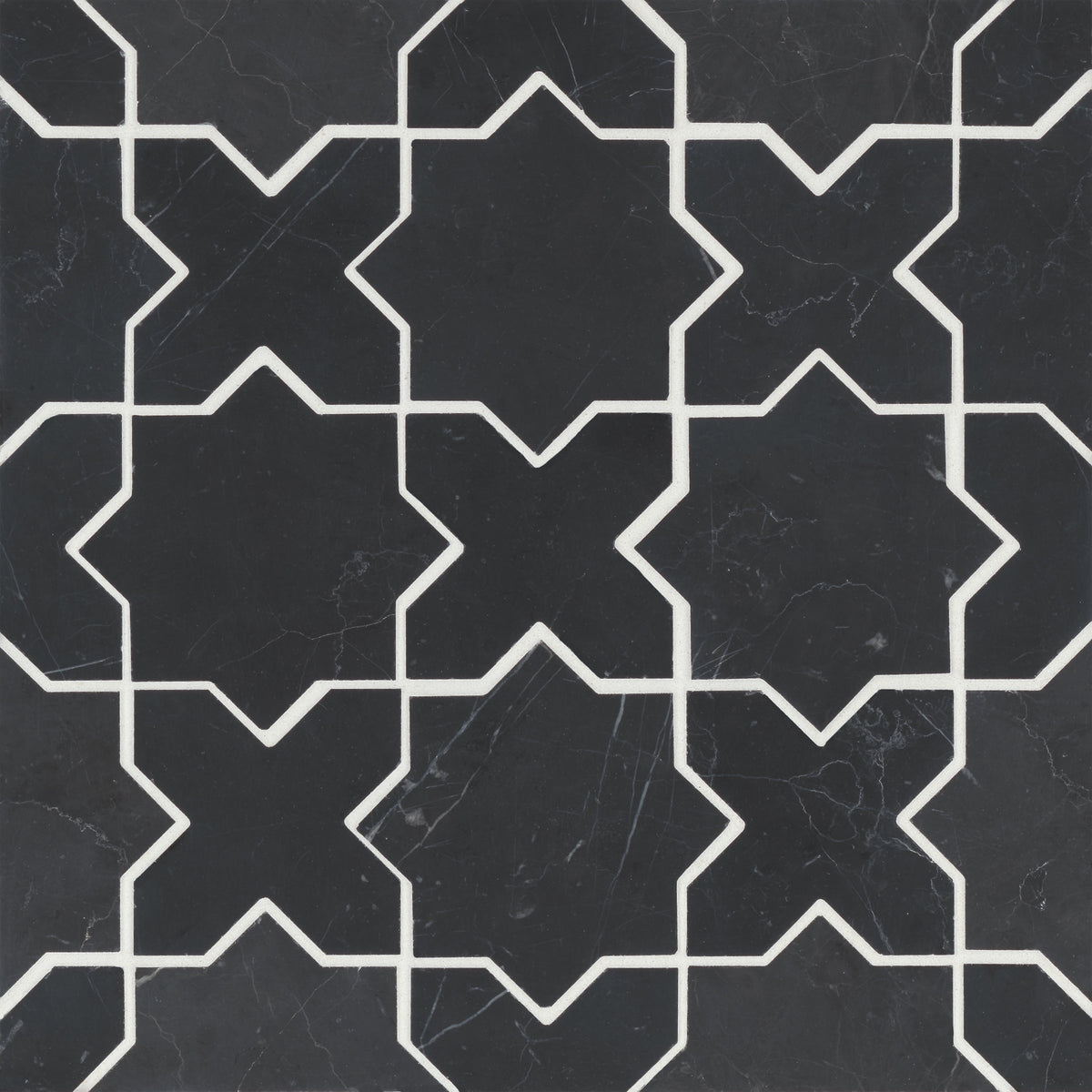 Bedrosians Monet Honed Marble Mosaic 6 Tile in Nero Marquina | Item Code 100001417