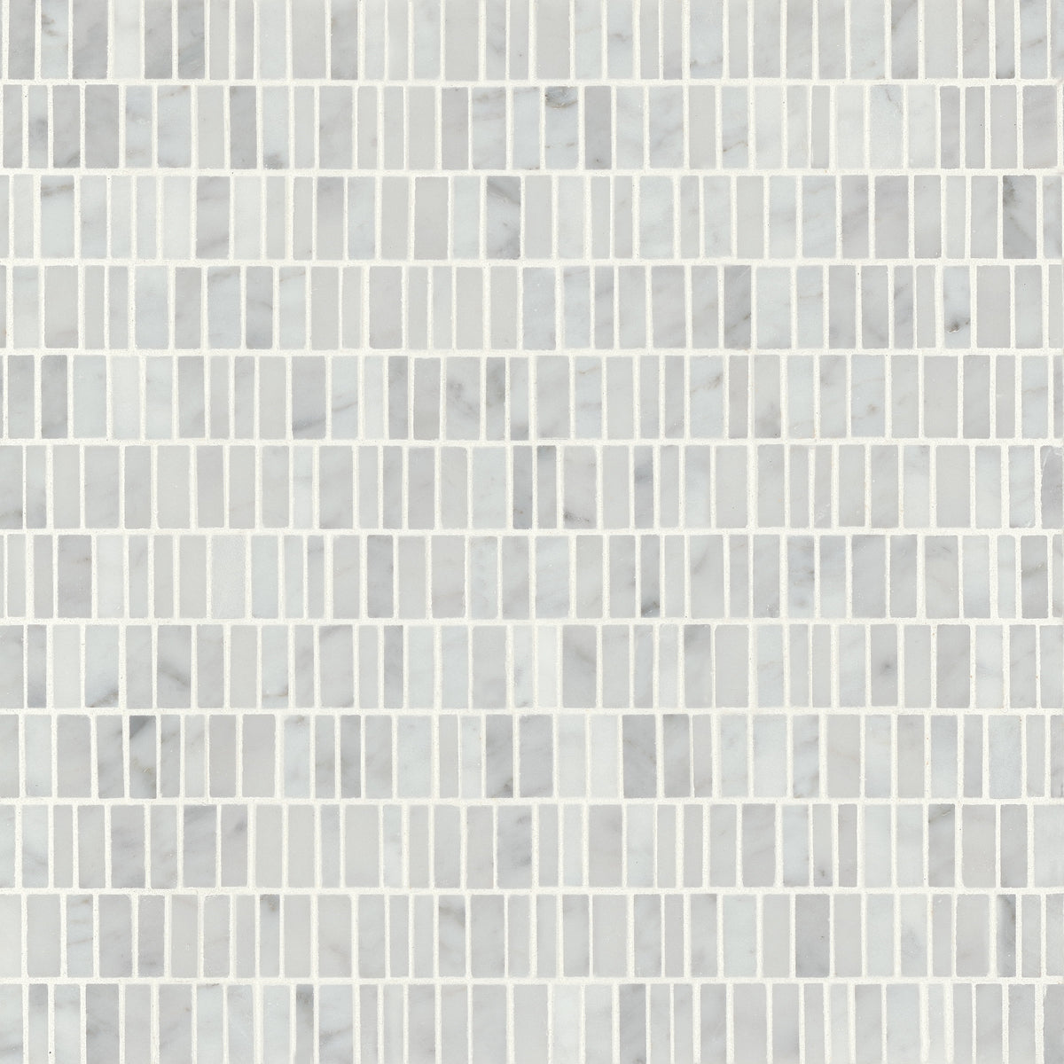 Bedrosians Monet Honed Marble Mosaic 7 Tile in White Carrara | Item Code 100001418