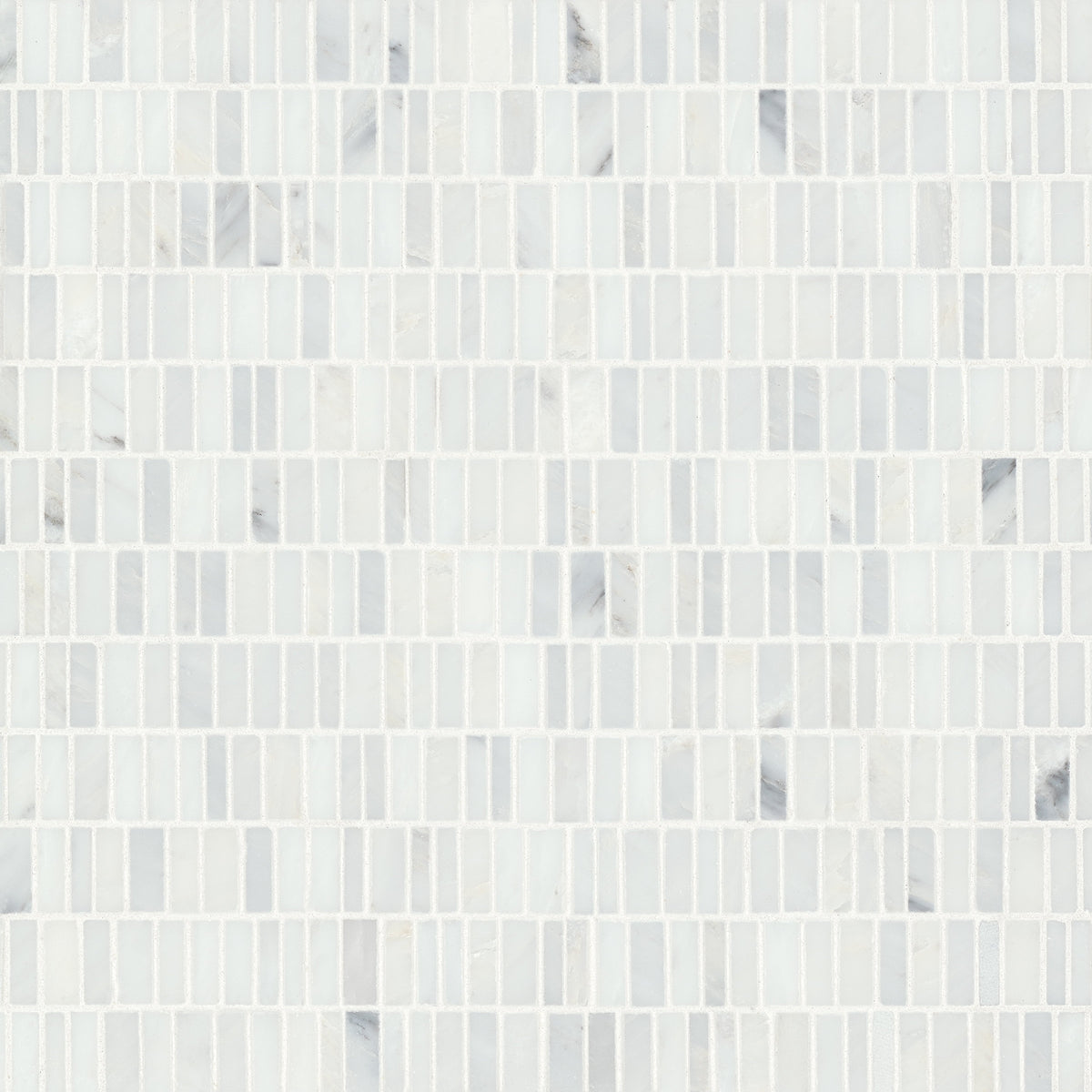 Bedrosians Monet Honed Marble Mosaic 7 Tile in Oriental White | Item Code 100001419