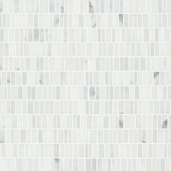 Bedrosians Monet Honed Marble Mosaic 7 Tile in Oriental White | Item Code 100001419